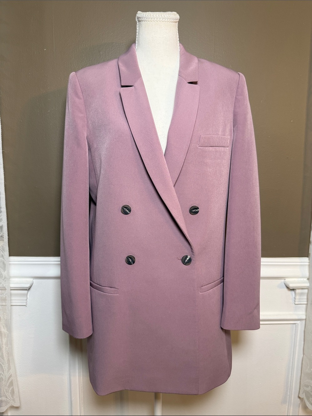 LaPointe Dusty Mauve Longline Blazer Jacket M/L Quiet Luxury